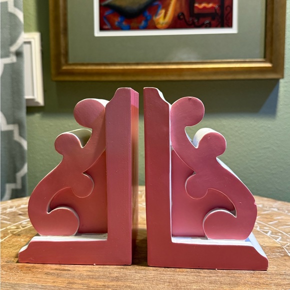Set of Solid Wood Pink and White Bookends - Picture 10 of 17